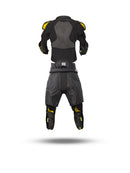 Back view of Sherwood Rekker Elite Youth ice hockey protective kit in black and yellow