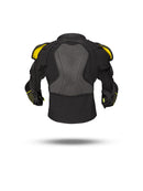 Back view of Sherwood Rekker Elite Youth ice hockey protective jacket in black and yellow