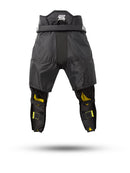 Sherwood Rekker Elite Youth ice hockey pants rear view showing black padded design with yellow accents
