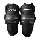 Bauer Pro ice hockey goalie knee guards pair in black with carbon fiber accents