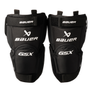 Pair of Bauer GSX Ice Hockey Goalie Knee Guards in black, front view