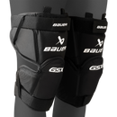 Bauer GSX ice hockey goalie knee guards shown in black on both knees