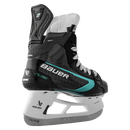 Bauer Supreme Fuse Junior ice hockey skate in black with teal accents, rear angle view