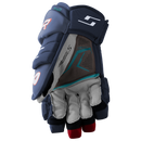 Bauer Supreme F40 Senior ice hockey glove in navy, showing palm and interior detail view.