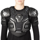 Bauer Supreme F50 Pro ice hockey shoulder pads worn by model showing front view