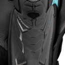 Close-up detail of Bauer Supreme F50 Pro shin guard inner padding and spine protection system
