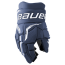 Bauer Supreme F40 Junior ice hockey glove in navy blue with white branding