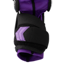Close-up detail of Bauer Vapor FLY-G ice hockey elbow pad wrist strap in black and purple
