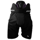 Bauer Vapor FlyG Junior Ice Hockey Pants in black with purple accents, front view