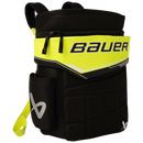 Bauer Glove Backpack in black and yellow colorway with Bauer logo on front panel