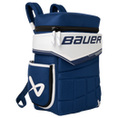 Bauer Glove Backpack in navy blue and white with padded exterior and logo