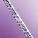 Close-up detail of Bauer Pulse 2 white ice hockey stick shaft showing holographic branding graphics