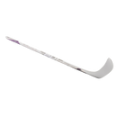 Bauer Pulse 2 senior ice hockey stick in white with purple accent markings, full length view