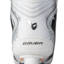 Front toe view of Bauer Vapor Flylite LE white ice hockey skate showing blade holder and toe cap