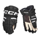 CCM Tacks XR Elite hockey gloves shown front and back in black colorway