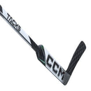 CCM Tacks Senior Ice Hockey Goalie Stick in black and white colorway, angled detail view