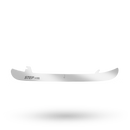 Step V-Steel ice hockey skate blade shown in profile view on black background