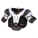 CCM Tacks XR 80 Junior ice hockey shoulder pads in black, white, and gold colorway