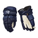 CCM Tacks XR Ghost Senior ice hockey gloves in navy blue, front and back view