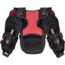 CCM Phenom youth ice hockey goalie chest protector in black and red, back view