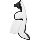 CCM Phenom Youth Ice Hockey Goalie Leg Pad in white and black, side view