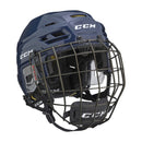 CCM Tacks 310 Junior ice hockey helmet combo in navy blue with steel cage
