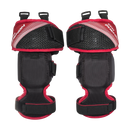 CCM Phenom Junior Ice Hockey Goalie Knee Guards in black and red, rear view pair