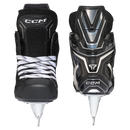 CCM XR 90 youth ice hockey skates shown from front and rear angles in black