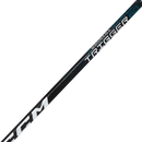 CCM Ribcor Trigger 60 ice hockey stick shaft showing branding and teal accents on black finish
