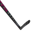 CCM Ribcor Trigger Unleashed Pro Senior hockey stick showing shaft and blade detail in black, pink, and teal colorway