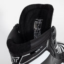 Interior close-up of CCM XR 70 Junior goalie ice hockey skate showing padded lining and size label