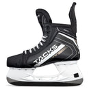 CCM Tacks XR90 senior ice hockey skate in black and white colorway, lateral view