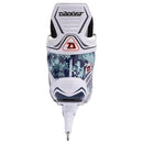 Front view of Daoust 301 youth ice hockey skate in white and blue digital camo pattern