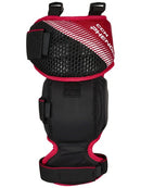CCM Phenom Junior Ice Hockey Goalie Knee Guard in black and red colorway