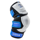 Sherwood Code 360 senior ice hockey elbow pad in white, black, and blue colorway