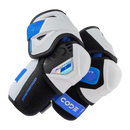 Sherwood Code Photon 1 Senior ice hockey elbow pads in white, blue, and black