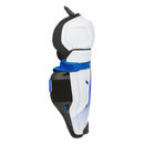 Sherwood Code Photon 1 Senior Ice Hockey Shin Guard side view in white and blue