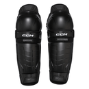 CCM Tacks 15-inch junior ice hockey shin guards pair, black, front view