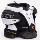 CCM Tacks XR 80 ice hockey shoulder pads in black and white, back view showing JDP cap