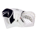 Vaughn Ion Junior ice hockey goalie catch glove in white with mesh pocket and black interior lining