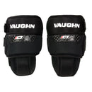 Vaughn Ion Junior ice hockey goalie knee guards in black, shown as a pair